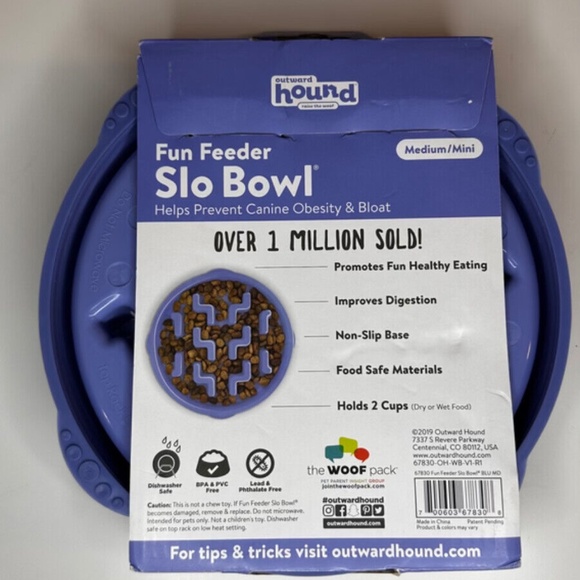 Fun Feeder Slo Bowl Medium For Dogs BPA/PVC FREE, Veterinarian Recommended - Picture 2 of 2
